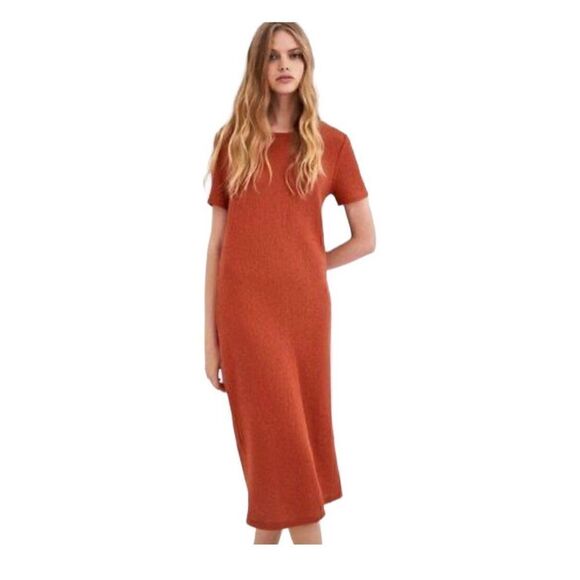 Zara Dresses & Skirts - Zara orange/coral knit cap sleeve dress Size M